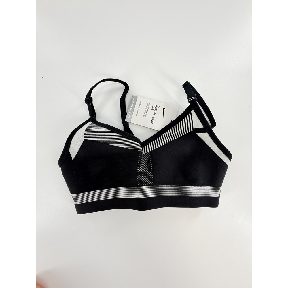 Nike Flyknit Indy Bra Size XSMALL XS Black White New AQ0160 010 NWT Seamless